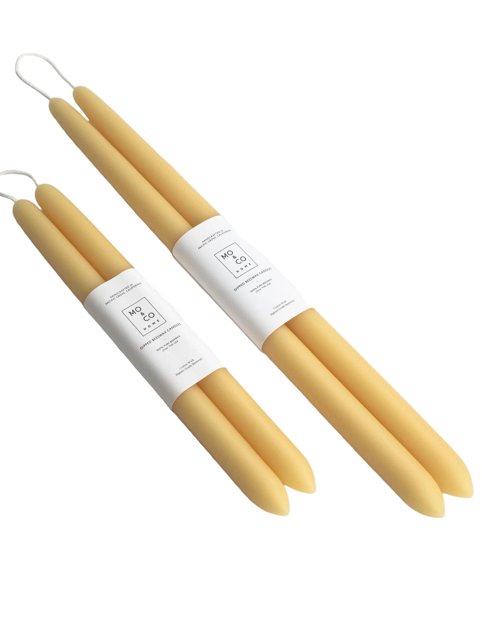 Dipped Beeswax Taper Candles - Set of 2