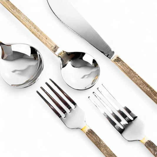 La Tavola Flatware Set- Brass + Stainless Steel