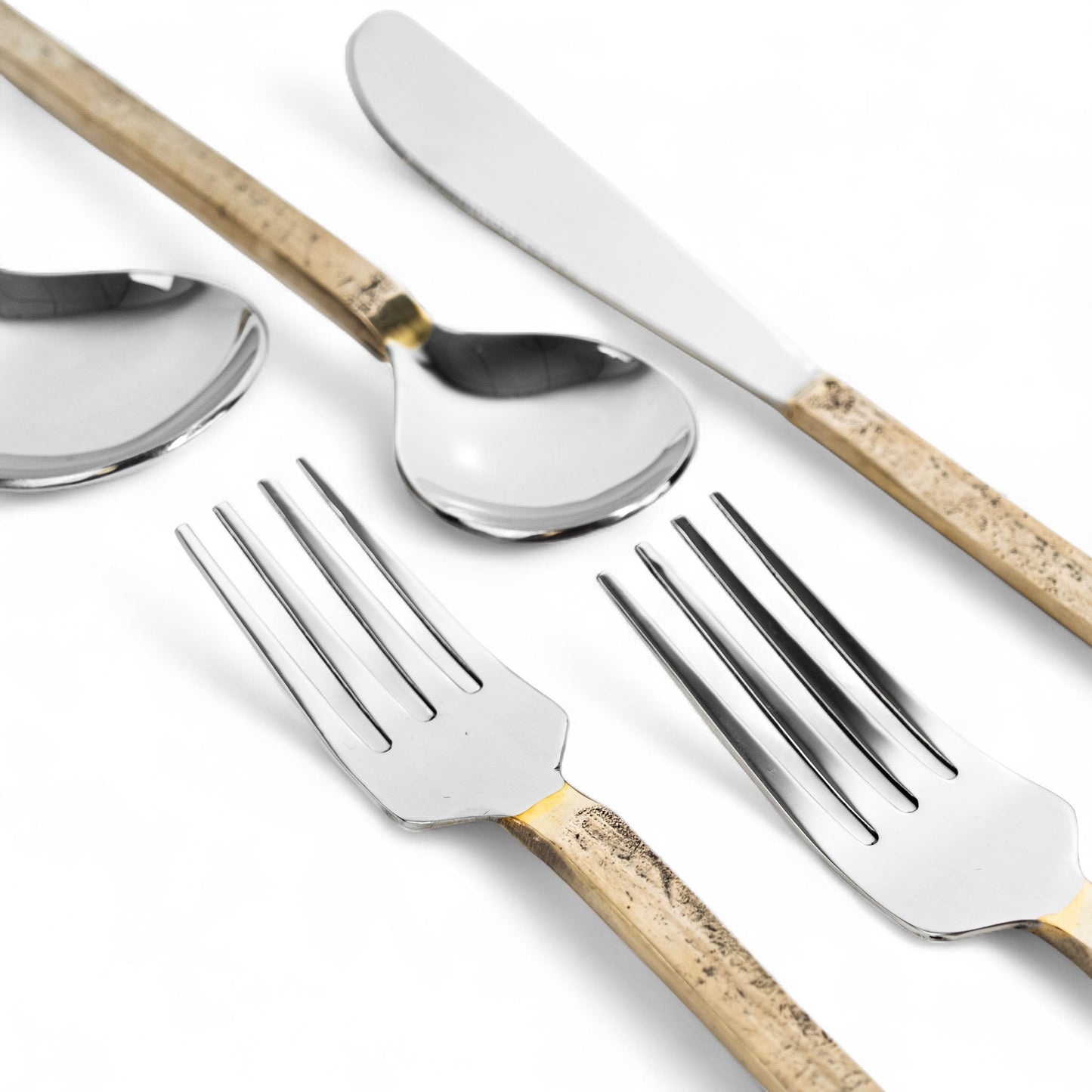 La Tavola Flatware Set- Brass + Stainless Steel