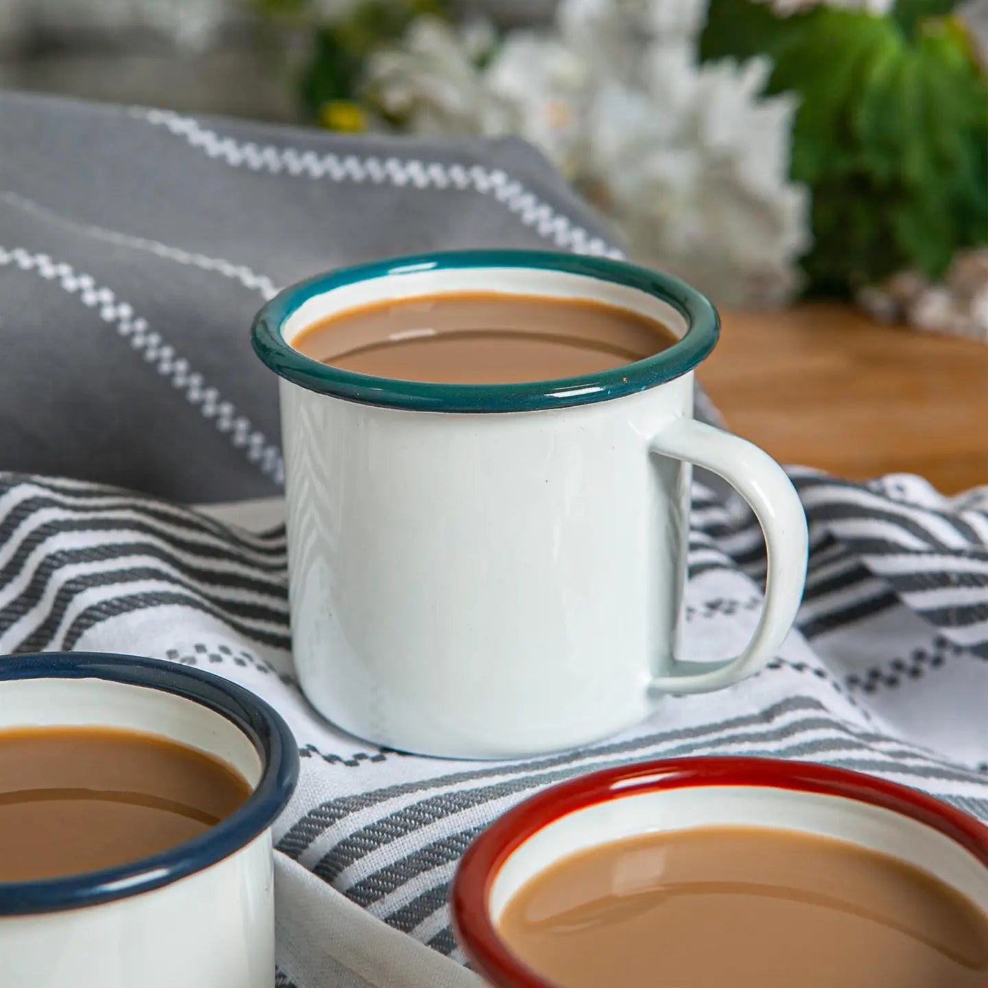White + Sea Enamel Mug- Argon Tableware