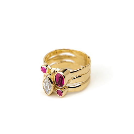 Ruby + Moissanite Stack Ring