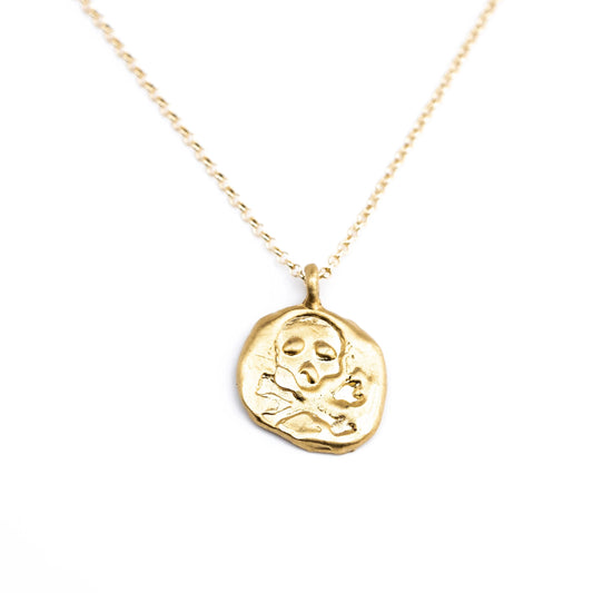 Skull Charm Necklace: 14k Gold