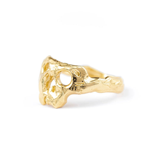 Gold Seafarers Skull Ring