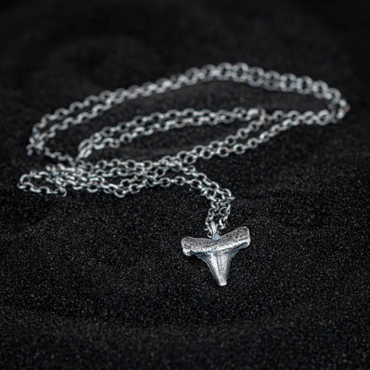 Shark Tooth Necklace: Rustic Sterling Silver