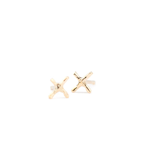 X Studs: 10k Gold