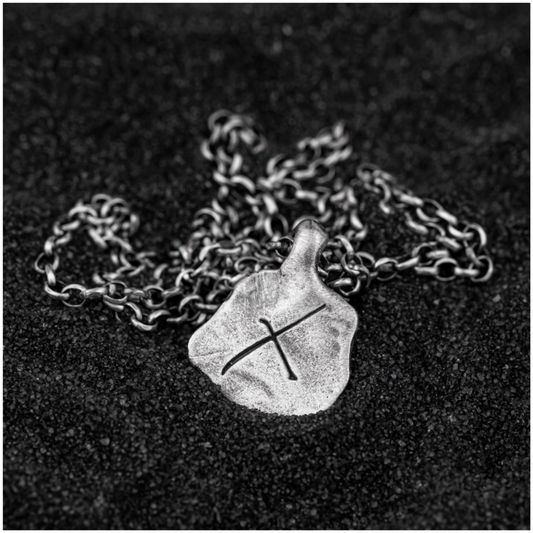 X Coin Necklace: Rustic Sterling Silver