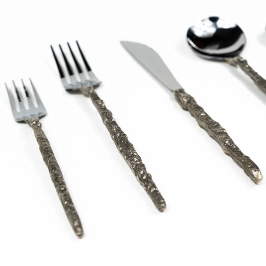 Sand Drip Flatware Set- Brass + Stainless Steel