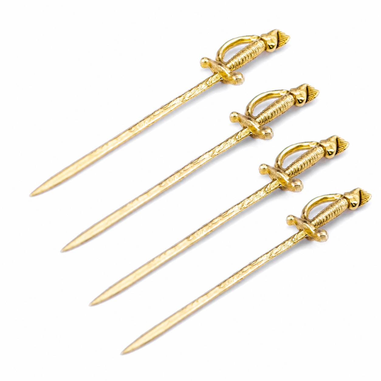 Sword Martini Picks: Brass- Set of 4