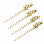 Sword Martini Picks: Brass- Set of 4