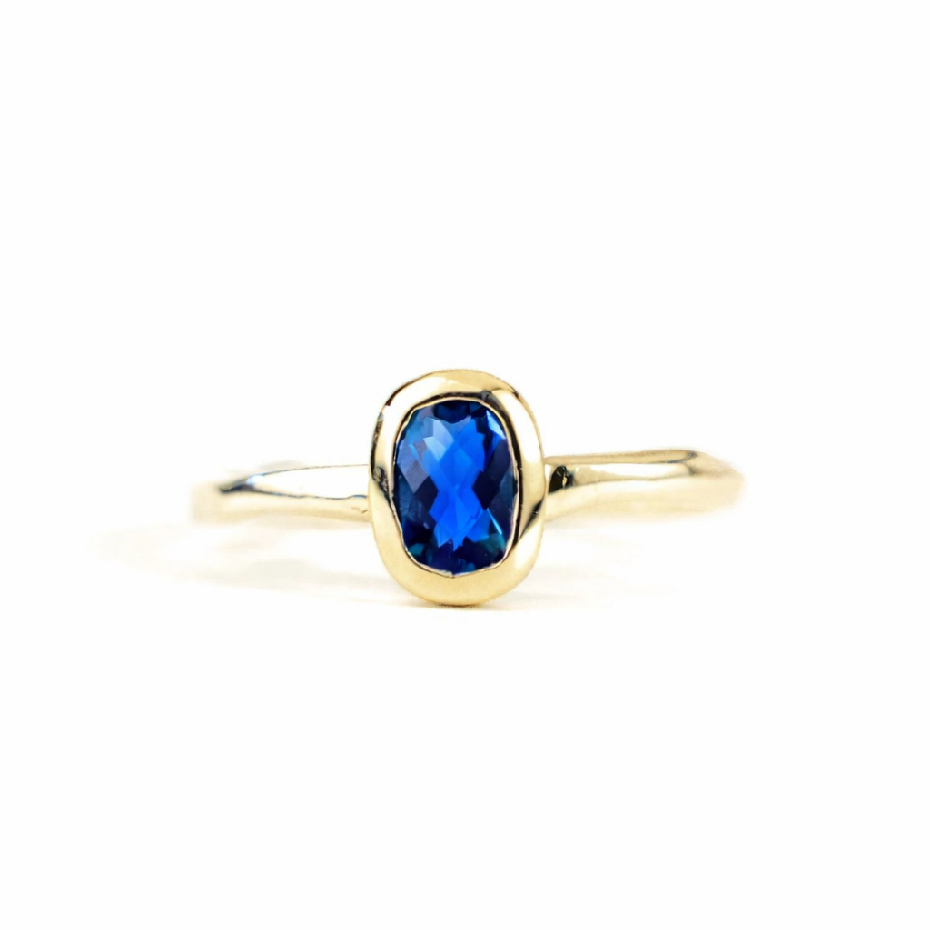 Cushion Blue Sapphire Stack Ring