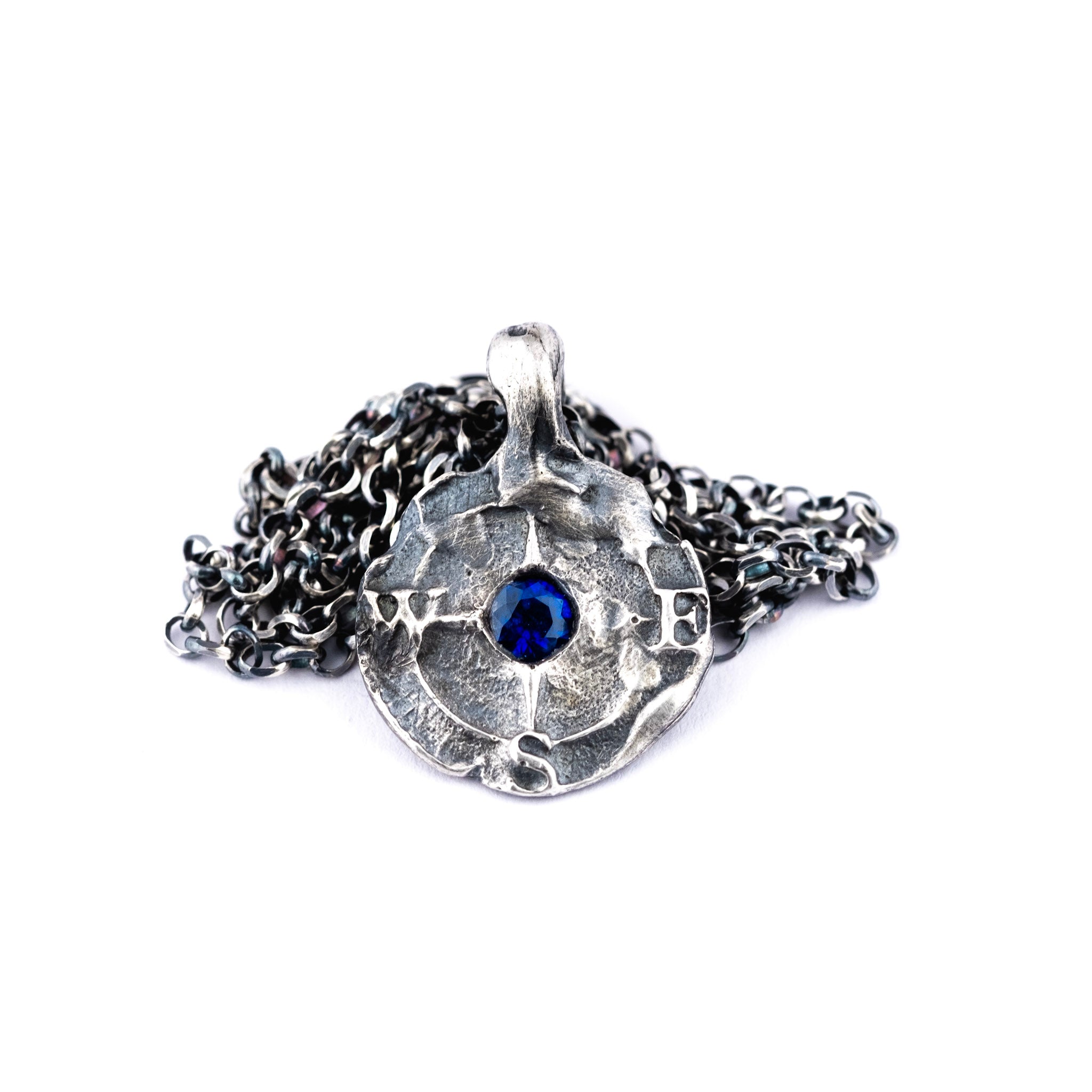 Blue Sapphire Compass Necklace
