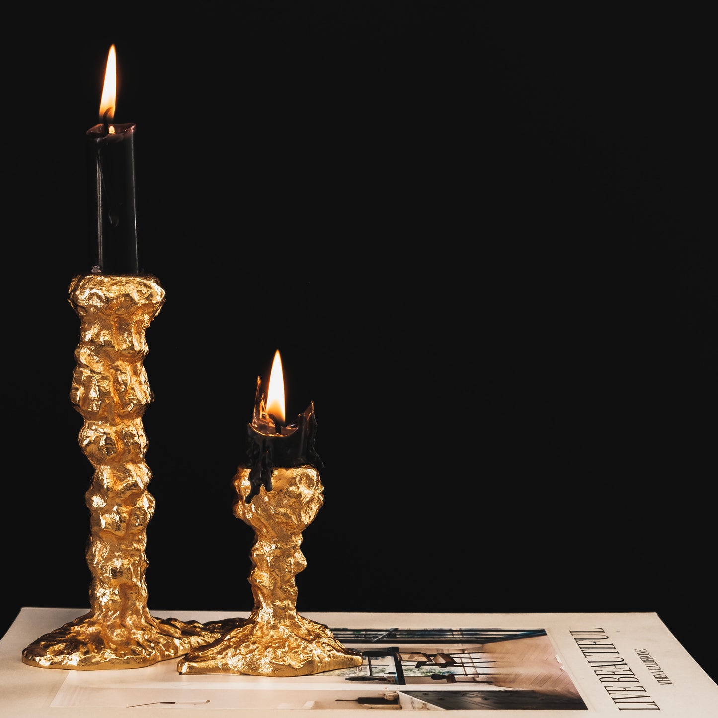 Sand Drip Candlesticks- Brass