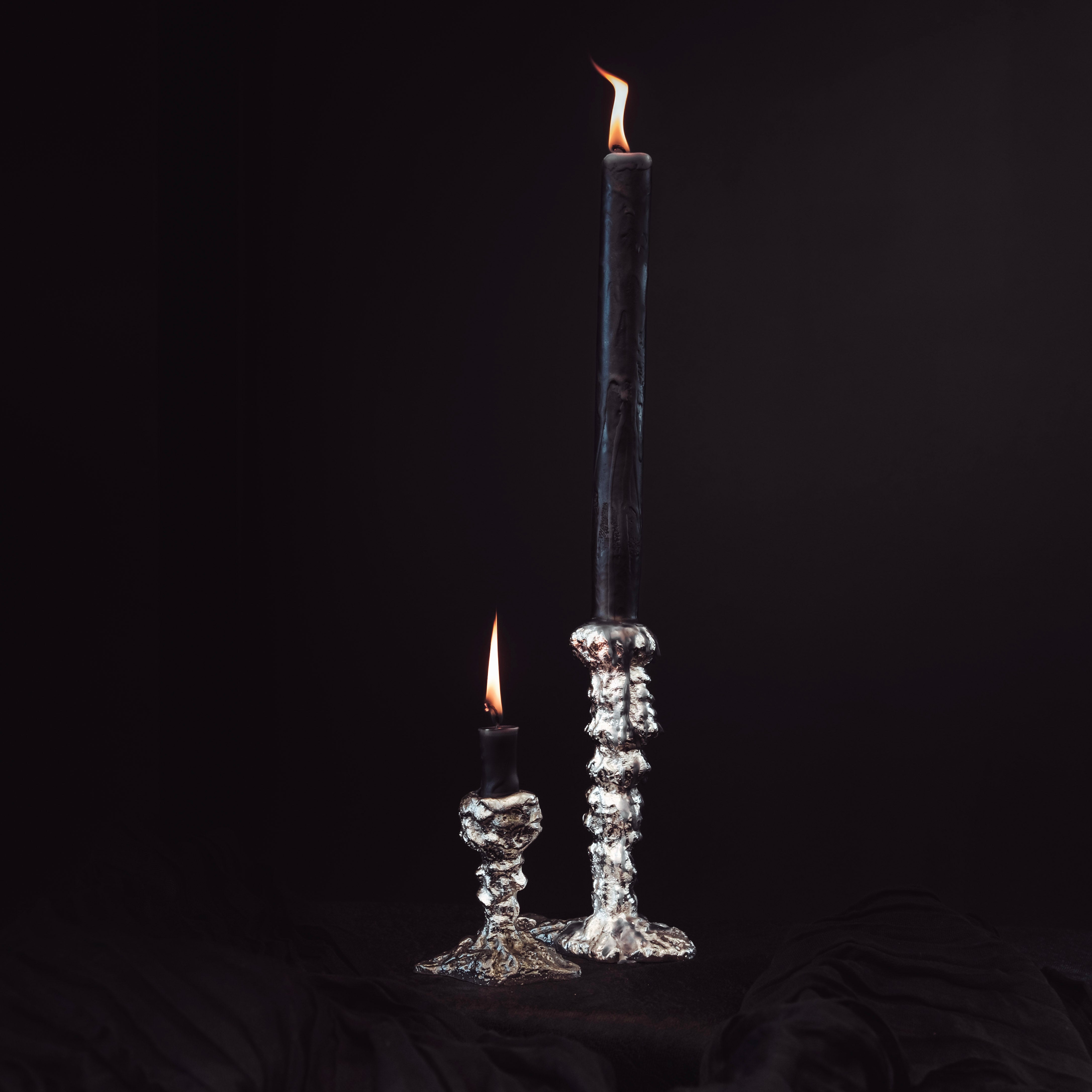 Sand Drip Candlesticks- Chrome