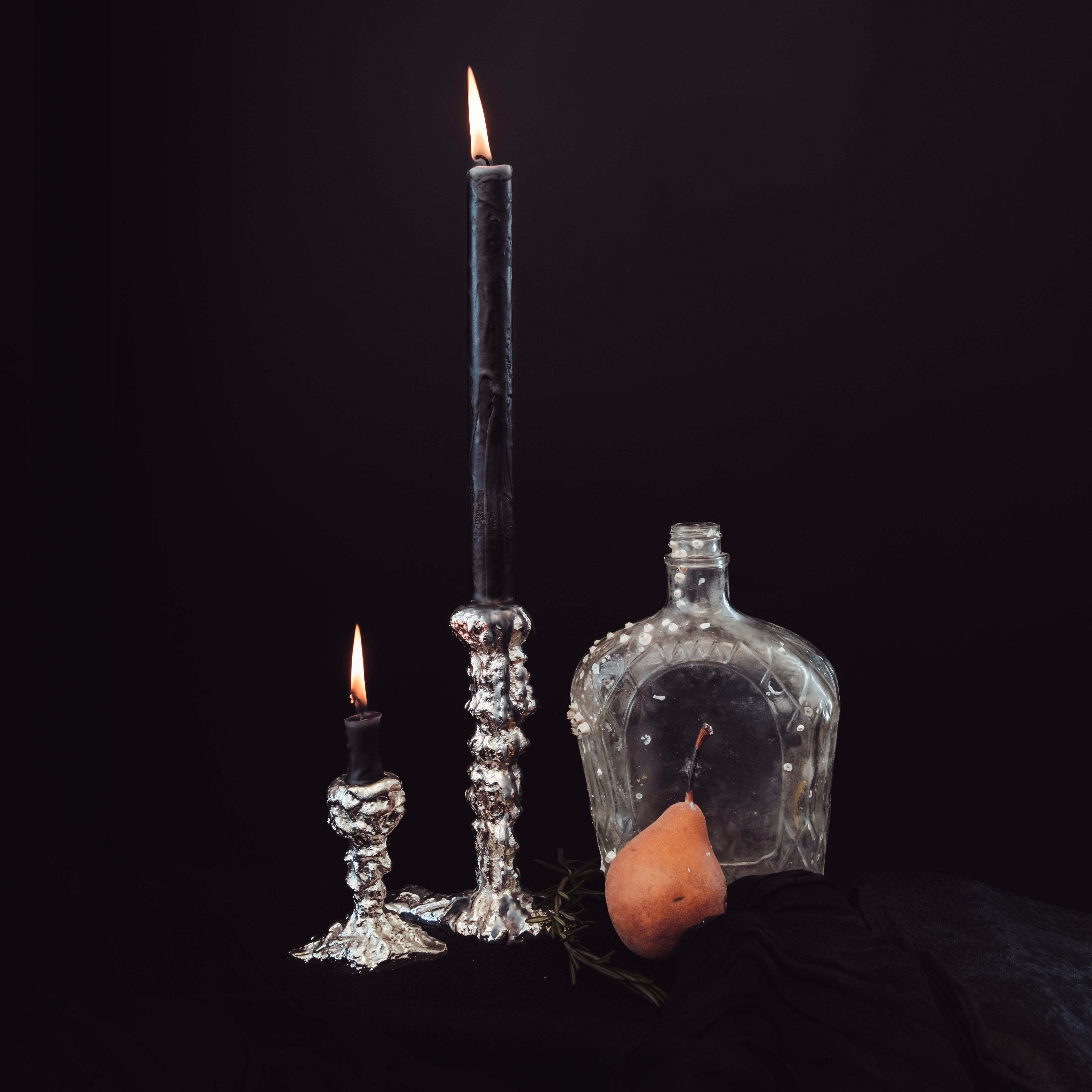 Sand Drip Candlesticks- Chrome