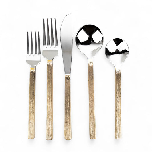 La Tavola Flatware Set- Brass + Stainless Steel