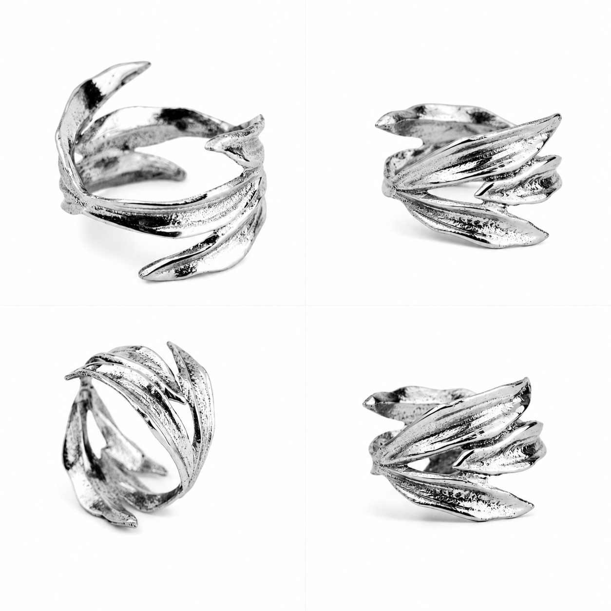 Seaweed Napkin Rings- Set of 4 Silver