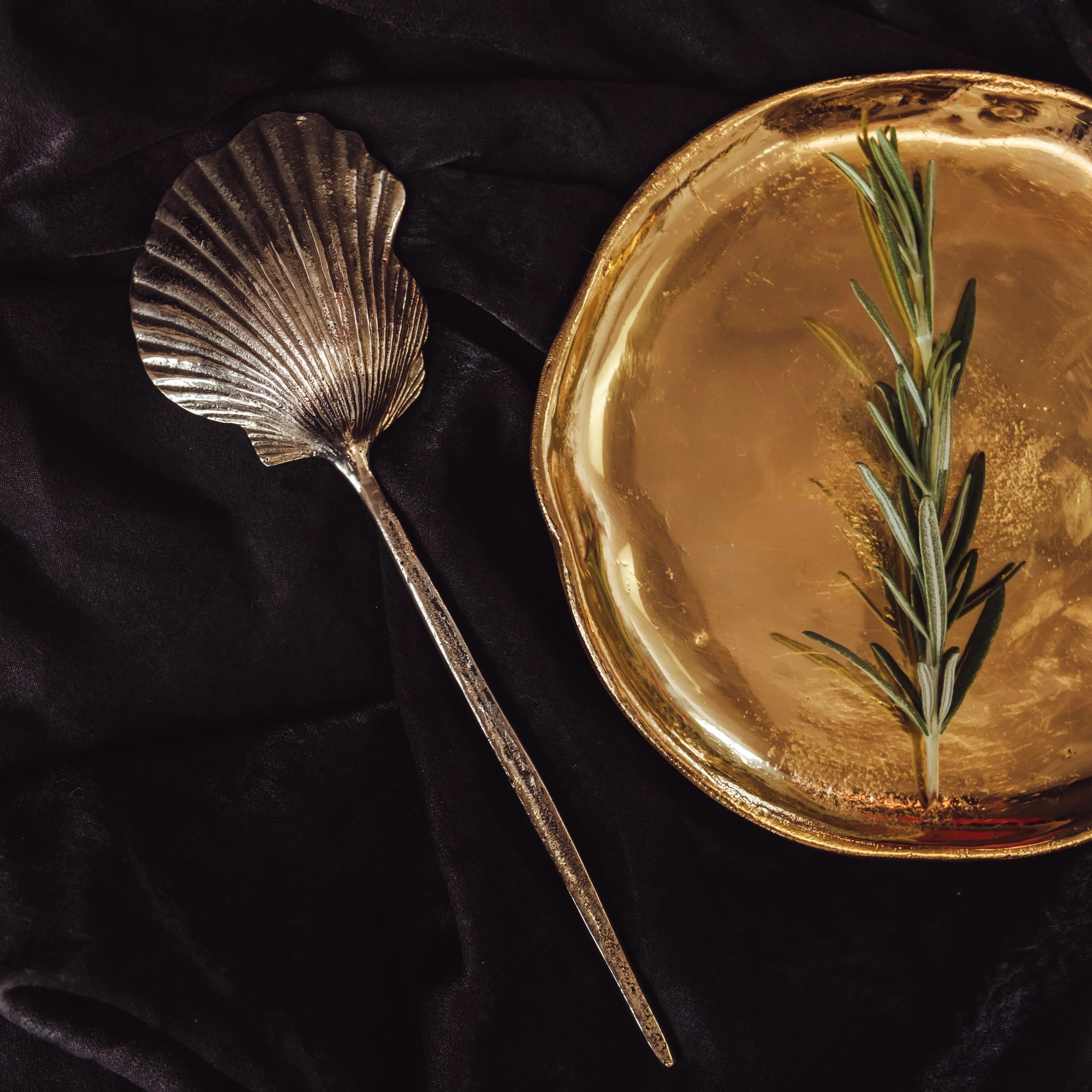 Shell Serving Spoon- Brass