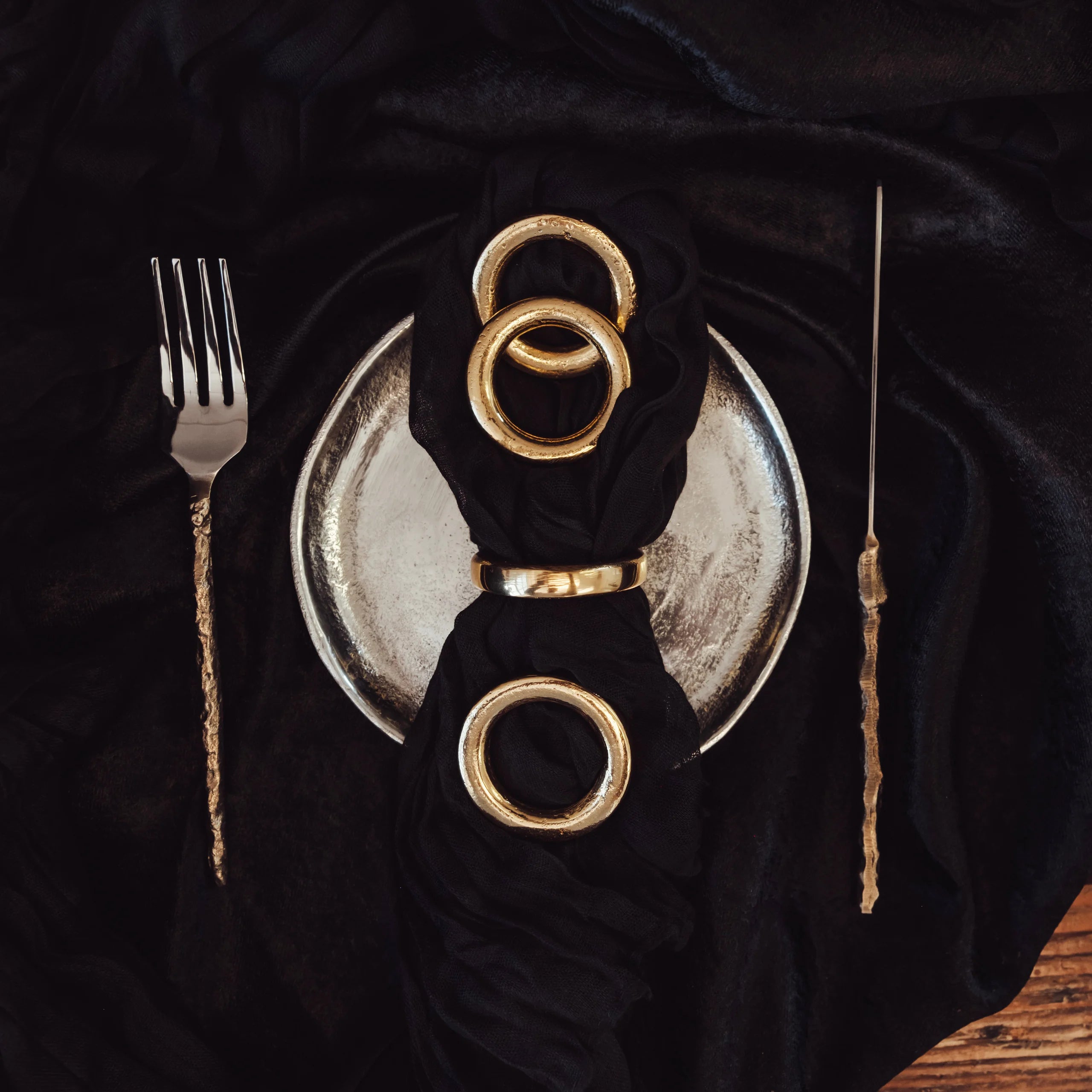Organic Brass Napkin Rings - Set of 4