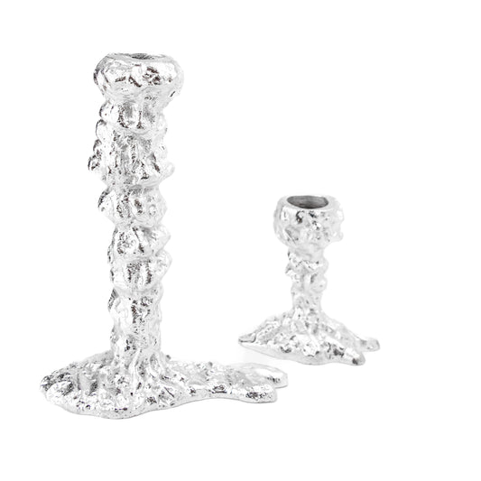 Sand Drip Candlesticks- Chrome
