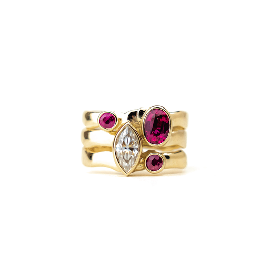 Ruby + Moissanite Stack Ring