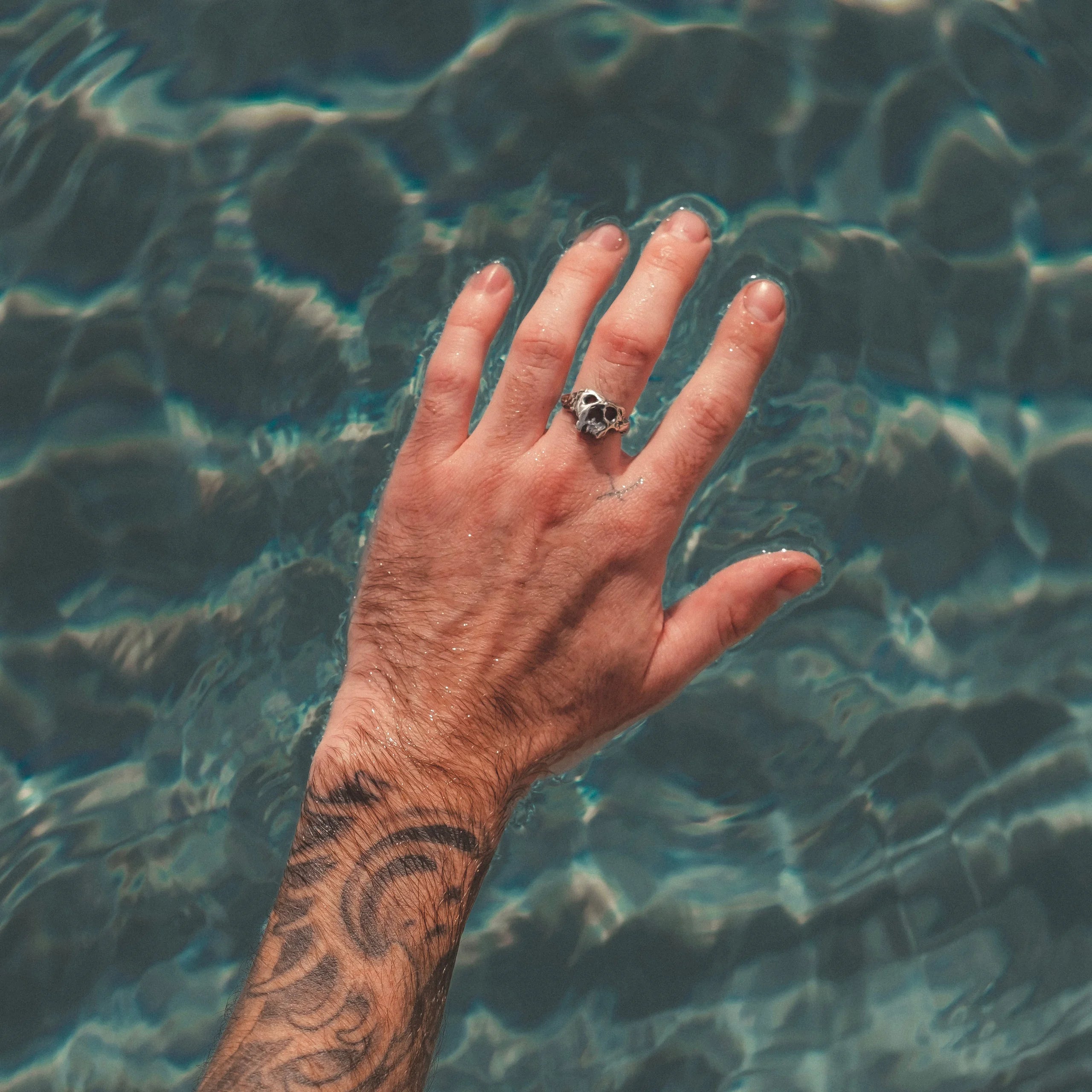 Rustic Silver Seafarers Skull Ring