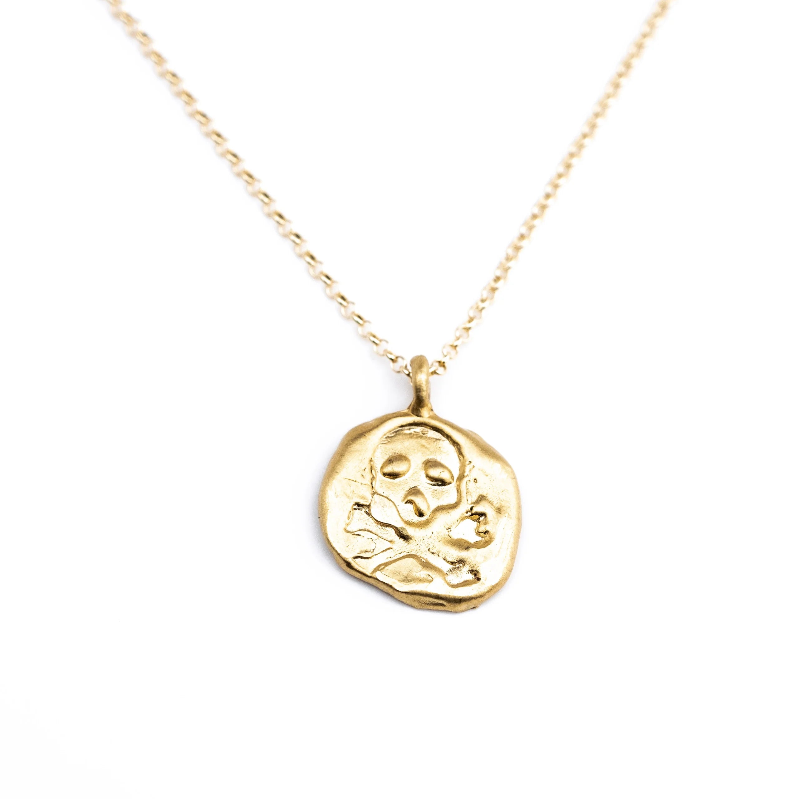 Skull Charm Necklace: 14k Gold
