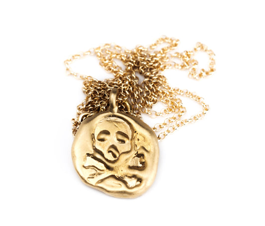 Skull Charm Necklace: 14k Gold