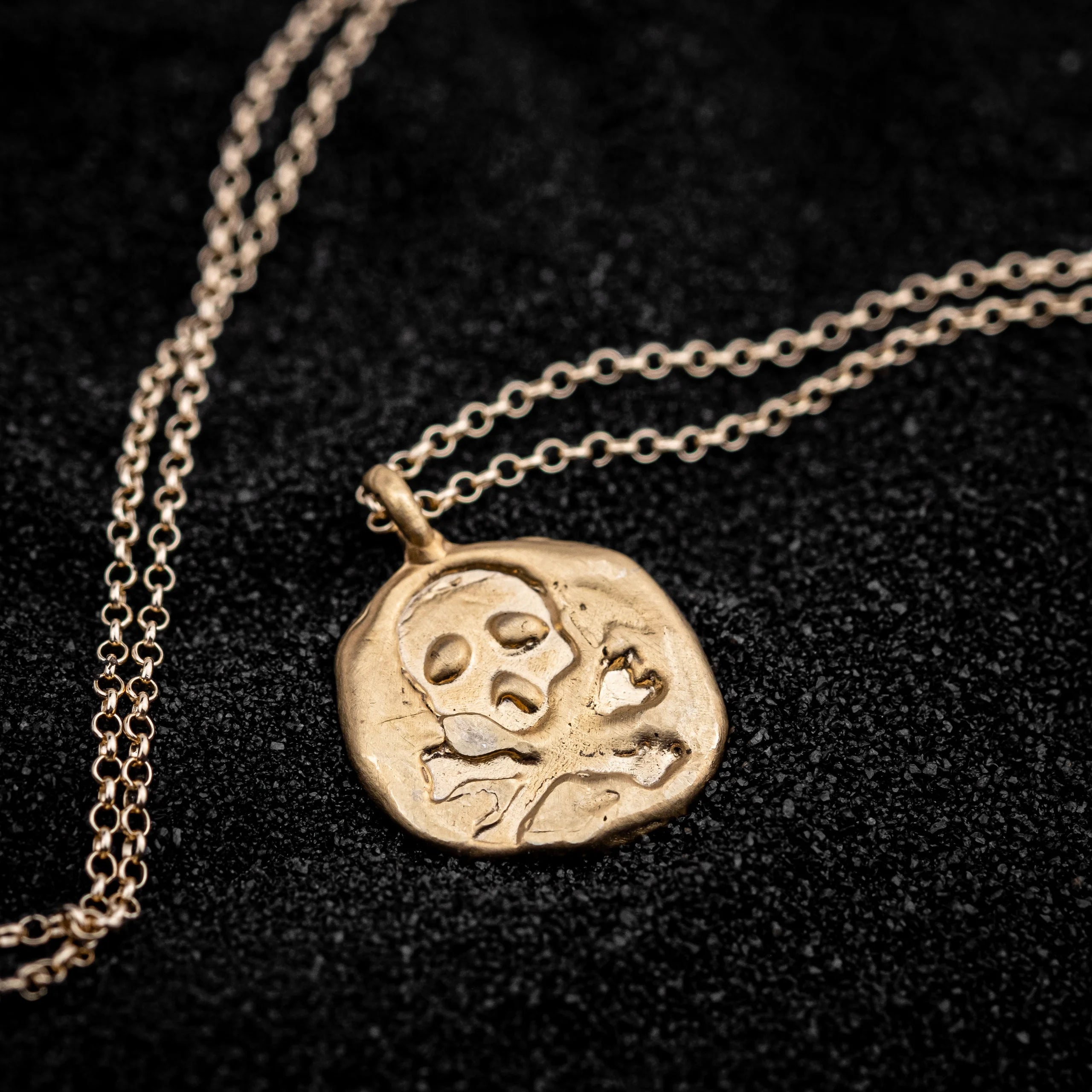 Skull Charm Necklace: 14k Gold