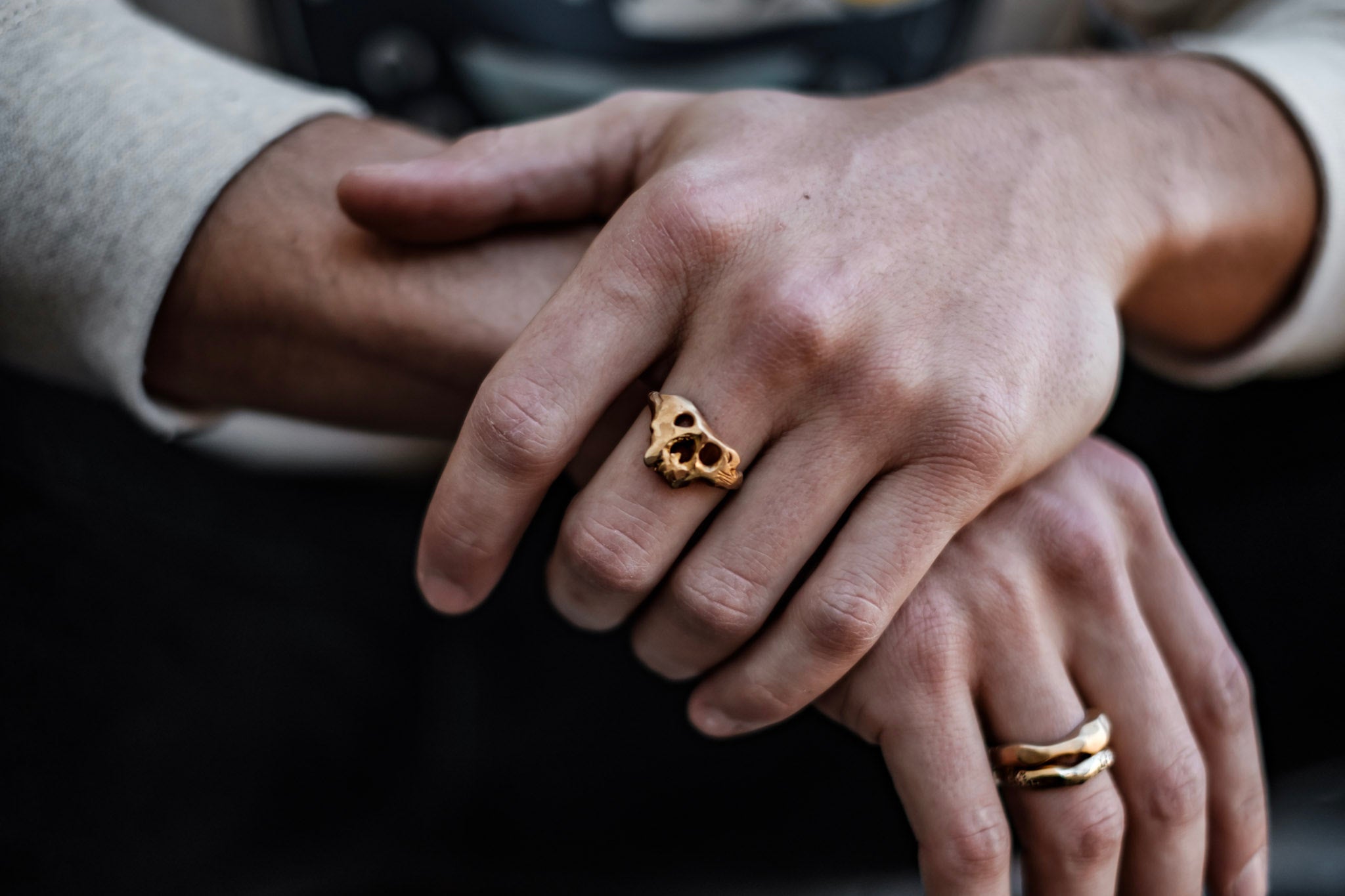 Gold Seafarers Skull Ring