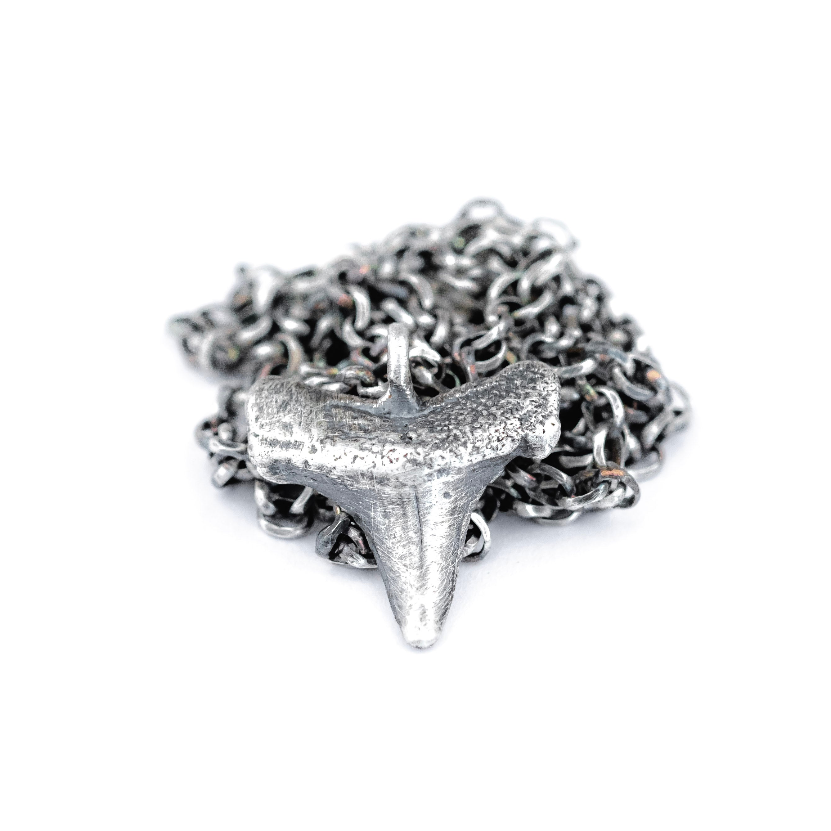 Shark Tooth Necklace: Rustic Sterling Silver