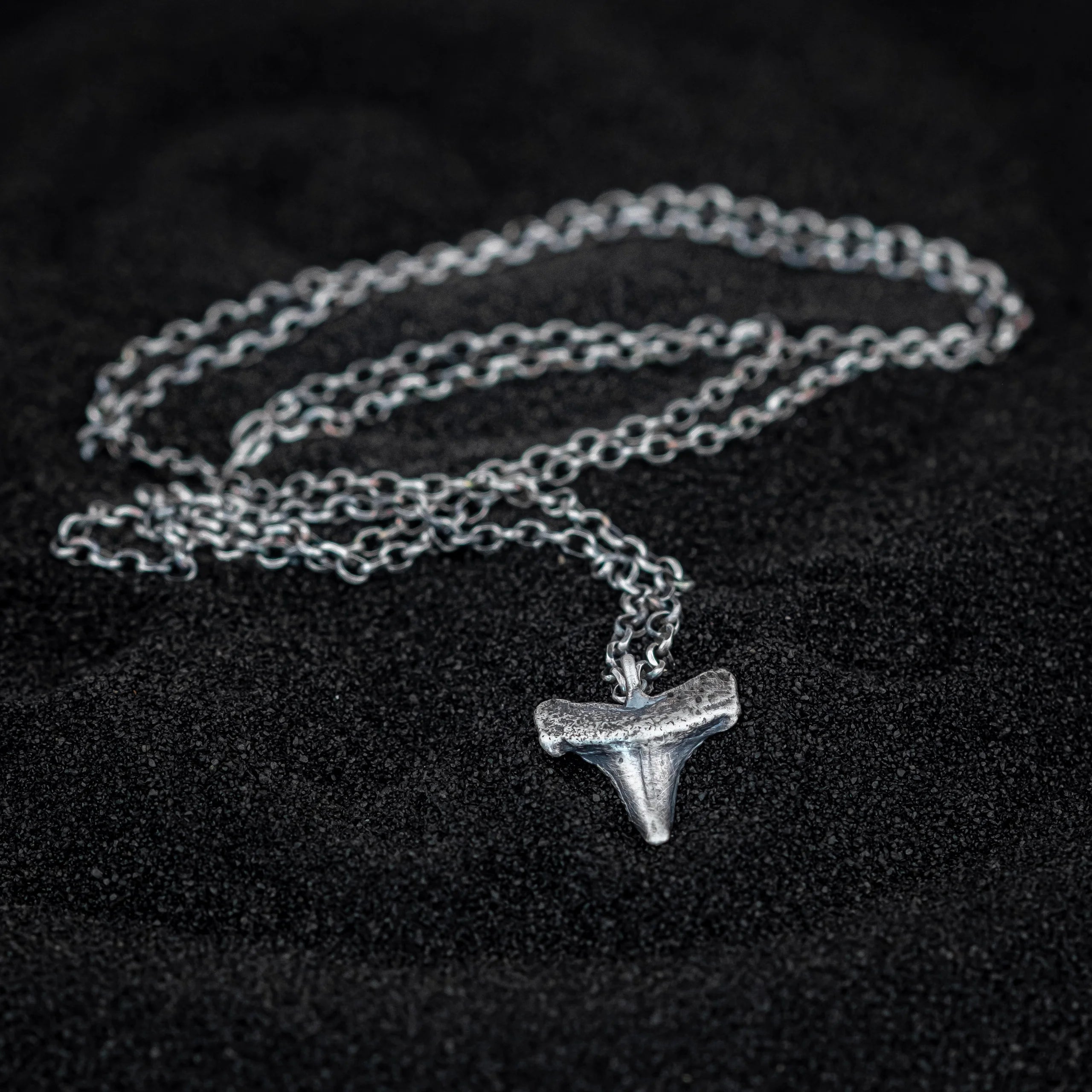 Shark Tooth Necklace: Rustic Sterling Silver