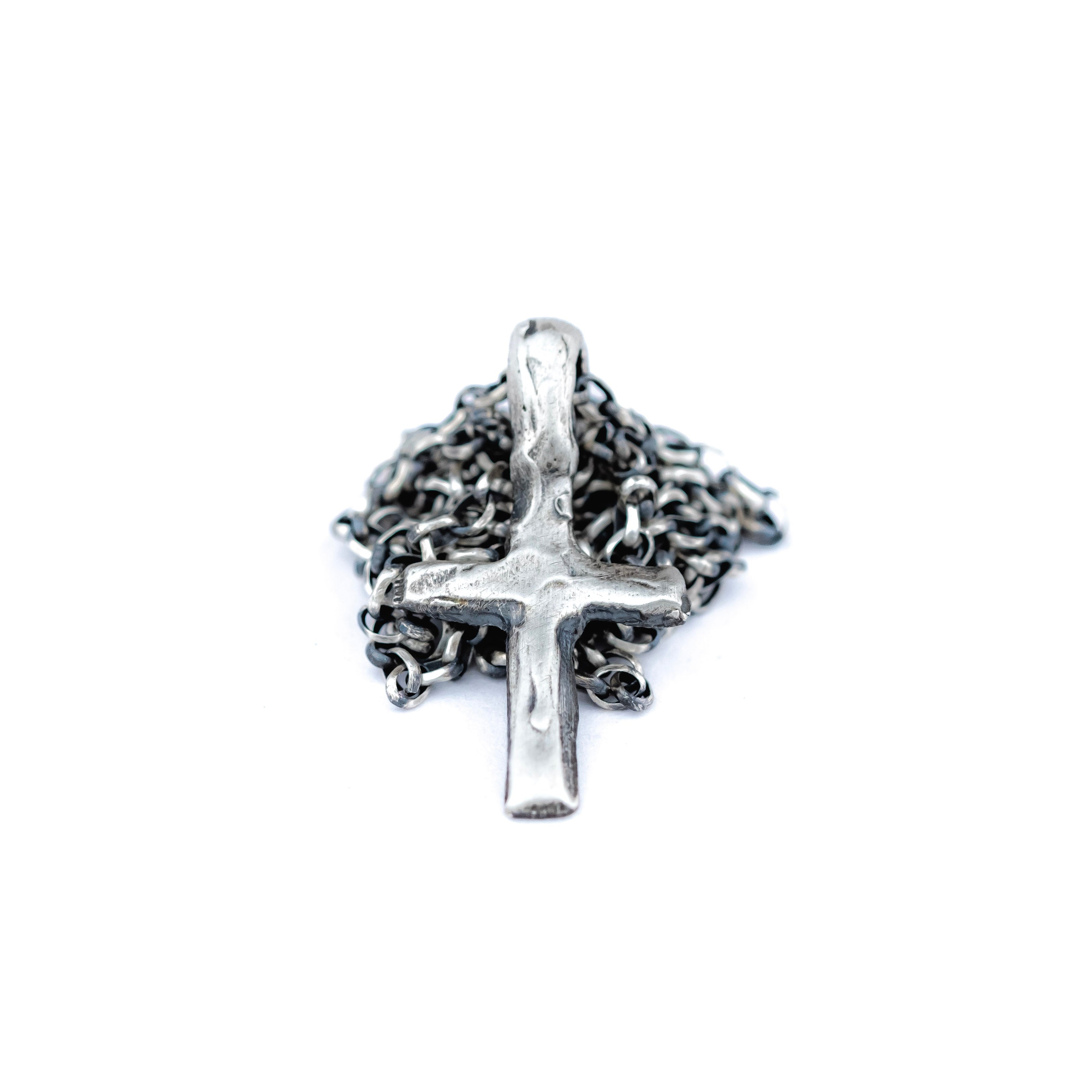 Cross Necklace: Rustic Sterling Silver