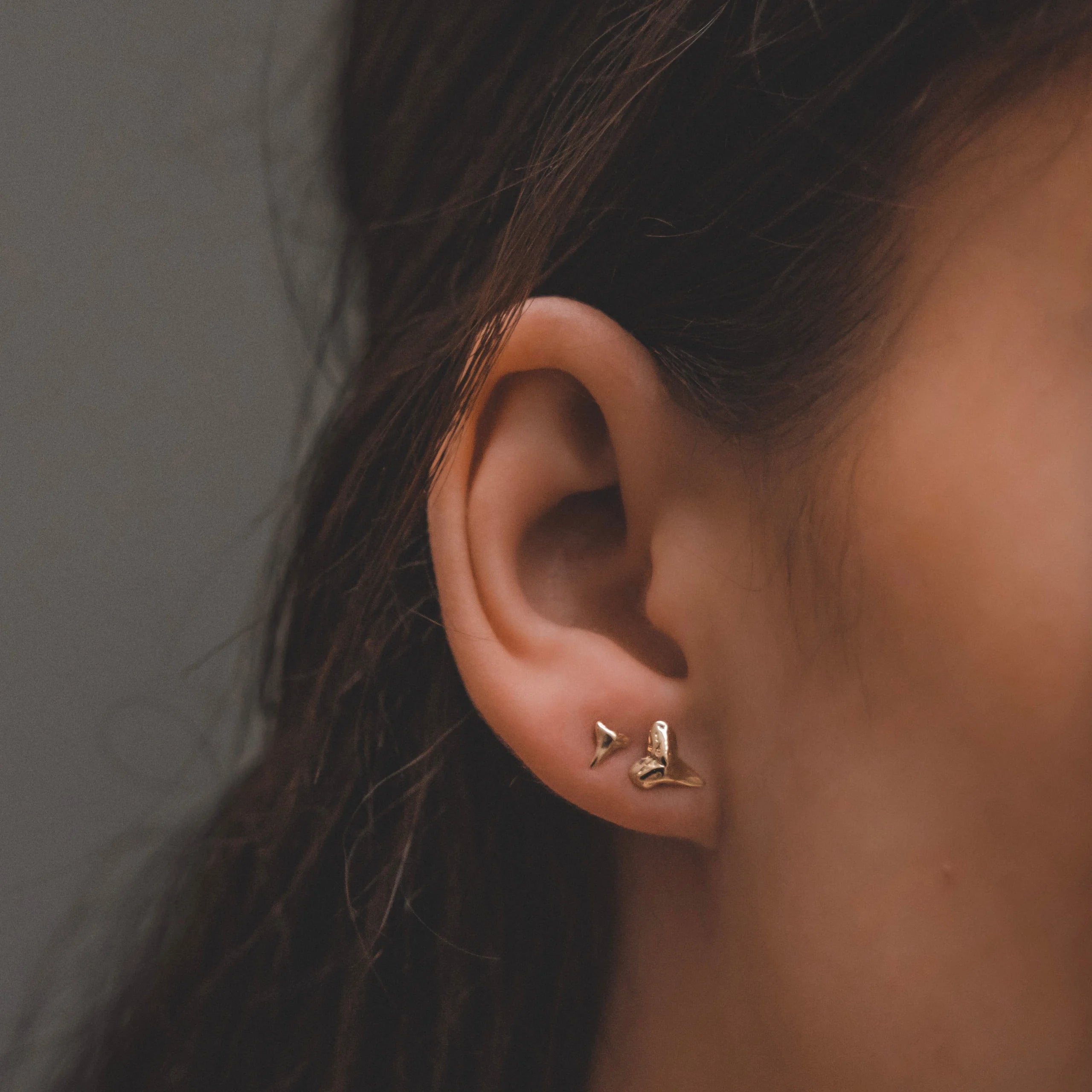 XS Shark Teeth Studs: 10k Gold