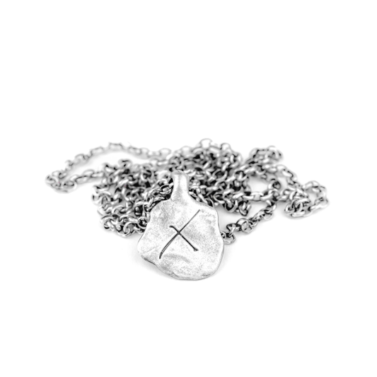 X Coin Necklace: Rustic Sterling Silver