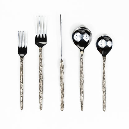 Sand Drip Flatware Set- Brass + Stainless Steel